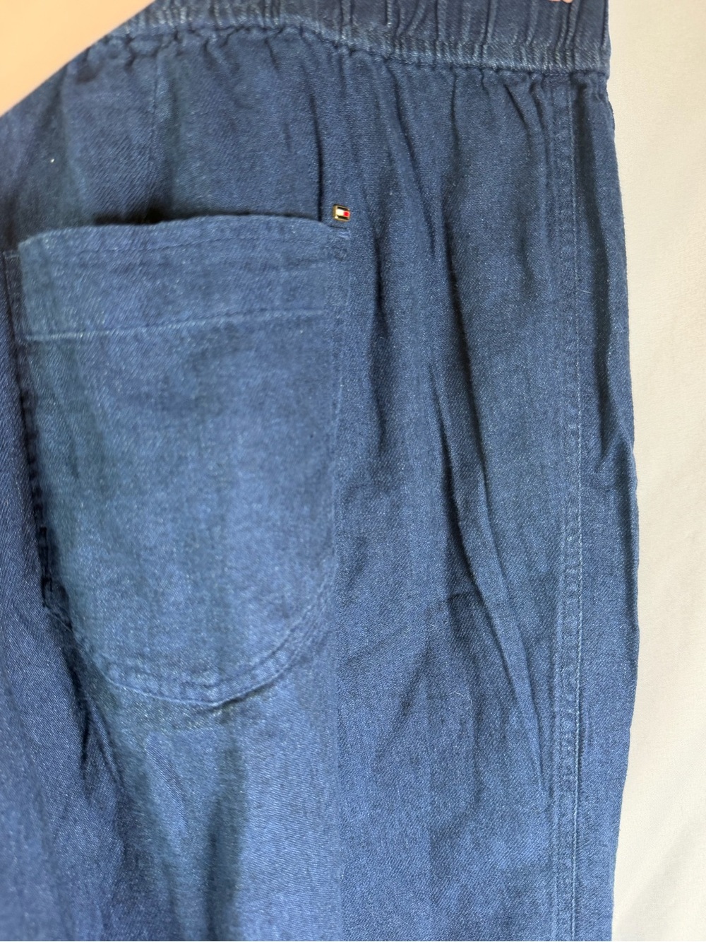 Tommy Hilfiger 20W Navy Linen Blend Sailor Wide Leg Pants Coastal Resort - Picture 7 of 9
